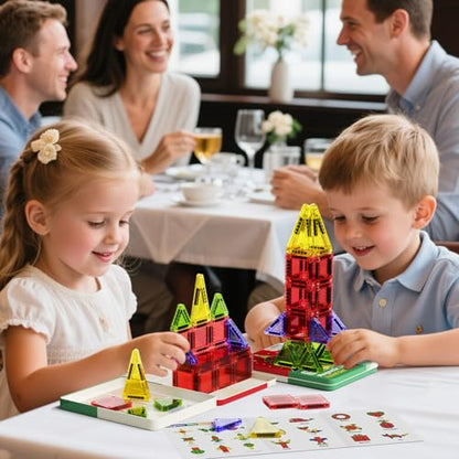 Travel Magnetic Tiles for Kids, 26 PCs Mini Magnetic Building Blocks with Festive Iron Storage Box, STEM Travel Toys for Toddlers Ages 3-5+, Educational Learning Gift for Boys & Girls - size: Travel
