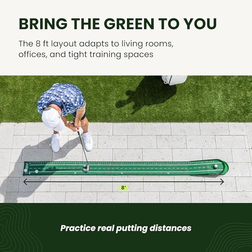 Perfect Practice Putting Mat & Chipping Net, Indoor & Outdoor Putting Green, Chipping Mat for Home & Office, Premium Golf Training Aids for Putting Practice with Realistic Turf, Golf Gifts for Men - style: Portable (8’)