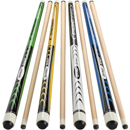 Pool Cues Set of 5/4/1, Pool Sticks for Adults 58 48 Inch 15 18 19 20 21oz Maple Wood Billiards Cue Sticks, for Professional Billiard Players Bars Home Hall Table Sport - color: 48inch 15oz Coloful-4-Cue-Set
