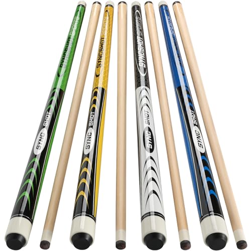 Pool Cues Set of 5/4/1, Pool Sticks for Adults 58 48 Inch 15 18 19 20 21oz Maple Wood Billiards Cue Sticks, for Professional Billiard Players Bars Home Hall Table Sport - color: 48inch 15oz Coloful-4-Cue-Set