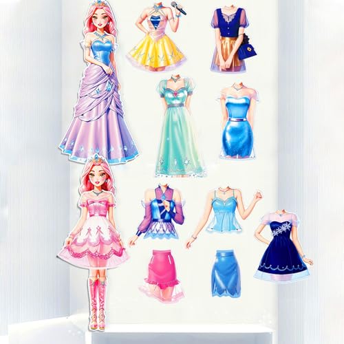 Magnetic Dress Up Paper Doll Playset,Pretend Play Game Travel Toys Car Road Trip Activity,Magnet Clothes Puzzles Kids Toddler Girls,Preschool Learning Created Imagine Birthday Gift (C Set) - color: C Set