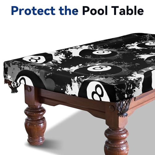 MABOZOO 8 Ball Pattern Billiard Pool Table Cover, Waterproof and Tearproof Snooker Table Cover for PoolTable, Indoor/Outdoor Pootable Accessories for Protecting Felt