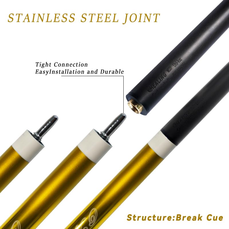 100% Carbon Fiber Shaft Billiard Cue 58" 19-21oz 1/2 Joint Carbon Fiber Pool Cue Stick 12.9mm Cue Tip - color: Yellow