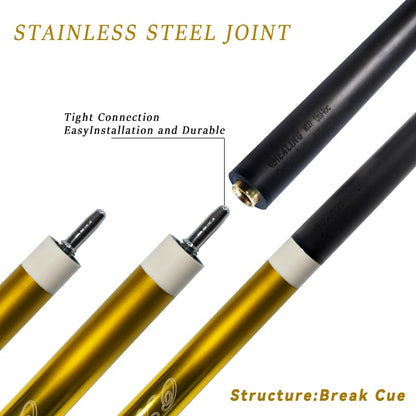 100% Carbon Fiber Shaft Billiard Cue 58" 19-21oz 1/2 Joint Carbon Fiber Pool Cue Stick 12.9mm Cue Tip - color: Yellow