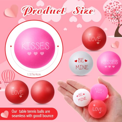 Soulchen 24 Pcs Valentines Day Table Tennis Balls Bulk 40 mm Heart Table Tennis Ball Red Pink White Valentines Funny Novelty Toys Accessories for Beer Game Birthday Gift Party Decorations - style: Letter