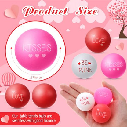 Soulchen 24 Pcs Valentines Day Table Tennis Balls Bulk 40 mm Heart Table Tennis Ball Red Pink White Valentines Funny Novelty Toys Accessories for Beer Game Birthday Gift Party Decorations - style: Letter