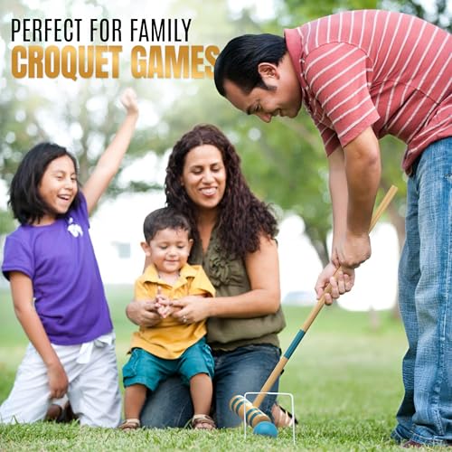 Glow in the Dark Croquet Set with LED Balls - 8 Mallets & Balls - Outdoor Games - Real Durable Croquet Set for Adults - Fun Backyard Activity