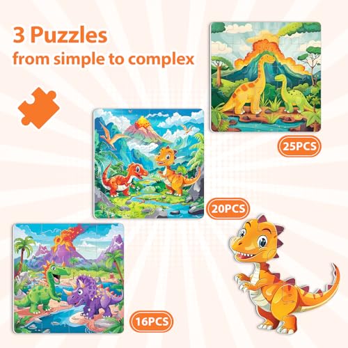 Magnetic Puzzles for Toddlers 3-5, Dinosaur Puzzles for Kids 4-6, Travel Puzzles for Kids Ages 5-8 Toys Games Gifts for Boys Girls Ages 3 4 5 6 in Car Airplane Kids Puzzles for Road Trip - style: Dinosaur