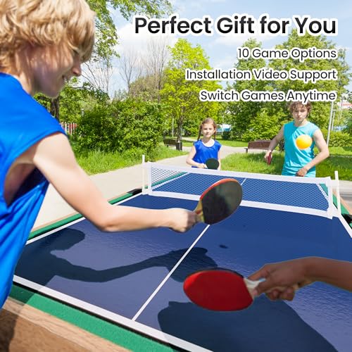 10-in-1 Foosball Table, 48" Combo Game Table - Ping Pong, Air Hockey, Pool, Soccer - All-in-One Game Table with Accessories for Indoor Outdoor Game Rooms and Family Game