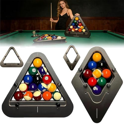 Billiard Rack System, Solid Wood Triangle & Diamond Pool Rack for 8-Ball & 9-Ball, Heavy Duty Tournament-Grade Accessory for Perfect Breaks