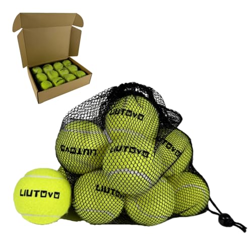 12 Pack Tennis Balls - Come with Mesh Bag for Easy Transport, Good for Beginner Training Tennis Balls Bulk, Practice Balls for Beginner, Pet Dog Playing Balls