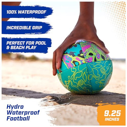 Swimways Hydro Waterproof Football, Outdoor Games for Adults and Kids, Swimming Pool Accessories and Pool Party Games,9.25 Inches, Green - color: Blue (New Version)