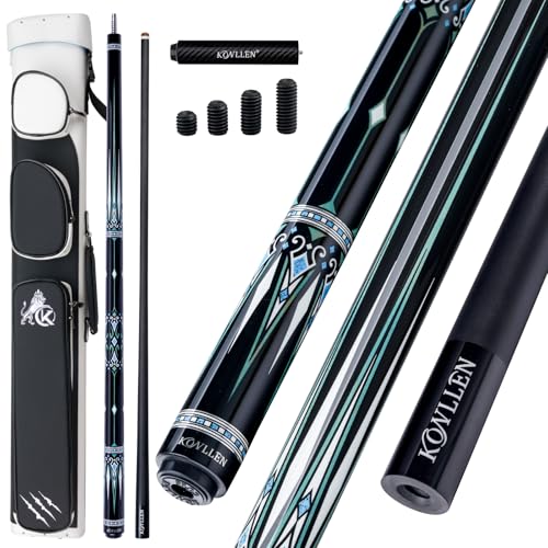 KONLLEN 2.0 Carbon Fiber Pool Cue, Low Deflection Billiard Stick | 58-inch cue with 12.5mm tip and pro taper shaft supports stable control for practice and regular pool play. - color: 021 AK-15WBF 2.0 set-blue