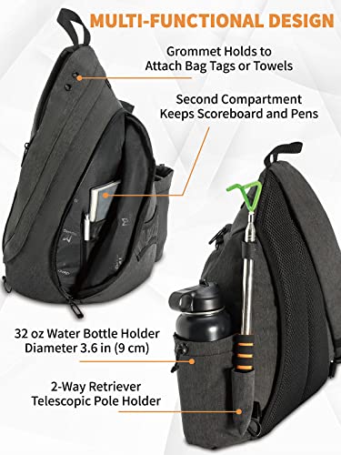 MOYAQI Disc Golf Bag with Retriever Holder and Storage Pockets, Disc Golf Backpack with 8-10 Disc Capacity, Padded Adjustable Strap and Back Panel, Lightweight and Durable - color: Grey