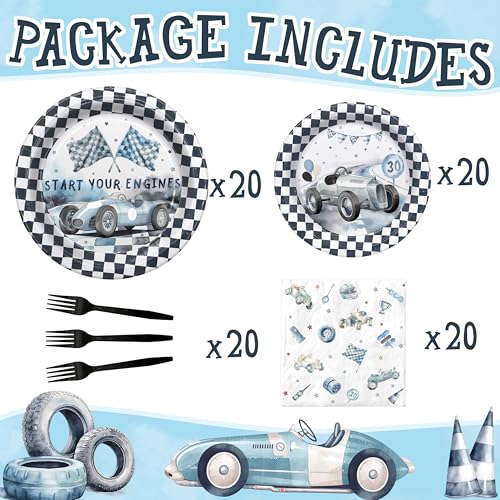Race Car Birthday Party Favors & Supplies - Racing Car Theme Tableware Set with Plates, Napkins, and Forks - style: Race Car