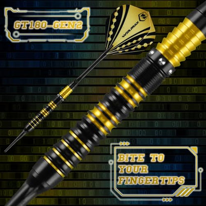 WIN.MAX Darts Soft Tip Set - 90% Tungsten Soft Tip Darts Set Professional 18 Grams Soft Darts Pro Dart Set with Extra 3 Flights - color: Gold and black