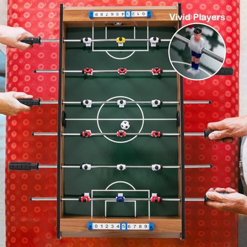 Goplus Mini Foosball Table, 27in Soccer Game Table w/ 2 Footballs and Soccer Keepers, Portable Football Game Set for Adults in Office, Game Room, Living Room