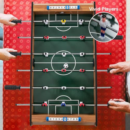 Goplus Mini Foosball Table, 27in Soccer Game Table w/ 2 Footballs and Soccer Keepers, Portable Football Game Set for Adults in Office, Game Room, Living Room