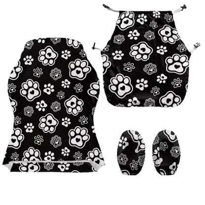 Dog Paw Print Gaming Chair Covers Slipcovers Computer & Gaming Chair Slipcover with 2 Armrest Covers Dust-Proof Machine Washable Home Decorations - color: Black and White - Dog Paw