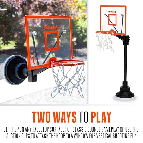 Franklin Sports WNBA Bounce a Bucket Tabletop Basketball Toy - Kids Indoor Micro Basketball Hoop Game with Balls - WNBA Fan Shop Mini Hoop for Bedroom + Office