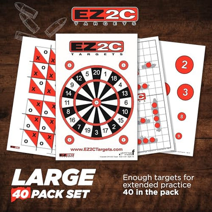 EZ2C Games Styles: Dartboard - Sink The Boats - Tic-Tac-Toe - Reducing Circles - Paper Targets for Shooting Range 11"x17" Fun Gun Range Targets for Shooting USA Made Gun Gifts - color: 4 Style Bundle, style: 40