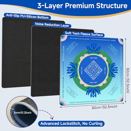 Mahjong Mat 2025 Upgraded No-Crease & No Odor Design, 32.3 Inch with Waterproof Velvet, Non-Slip PU Silicone, Lightweight for Noise Reduction, Includes Printed Rules for Tiles and Cards (Gradent) - color: Gradent1
