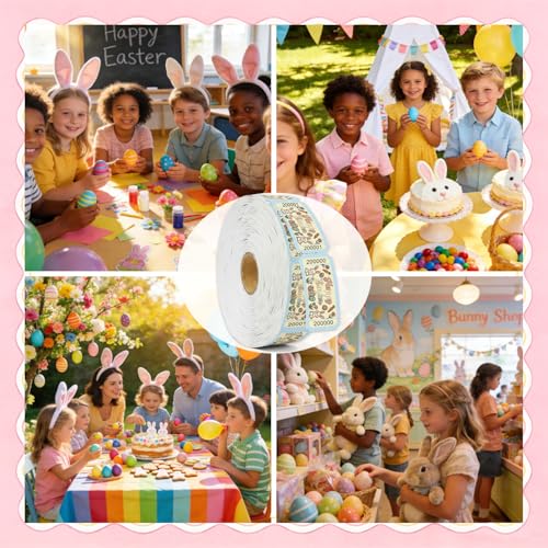 1000 Pcs Easter Raffle Tickets Roll Egg Bunny Carnival Raffle Tickets with Unique Numbered Games Door Drink Prizes Reward Happy Easter Single Tickets Roll for Events Party Favors Supplies - color: Easter Raffle Tickets-baby Bule