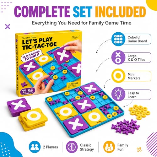 Upgraded 3D Tic-Tac-Toe Board Game for Kids & Adults - Montessori STEM Mind & Logic Brain Teaser, Fun Family Interactive Tabletop Party Game, Ideal Gift for Boys & Girls Ages 3+