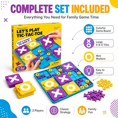 Upgraded 3D Tic-Tac-Toe Board Game for Kids & Adults - Montessori STEM Mind & Logic Brain Teaser, Fun Family Interactive Tabletop Party Game, Ideal Gift for Boys & Girls Ages 3+