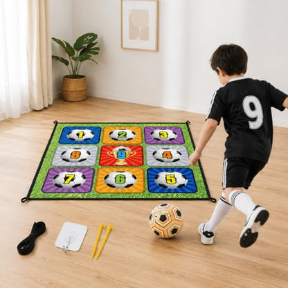 Tacky Practice Mat Target Game, Childrens 150x150cm, Soft Material Soccer Practice Mat for Kids 7-14 Years, Indoor Outdoor Soccer Set