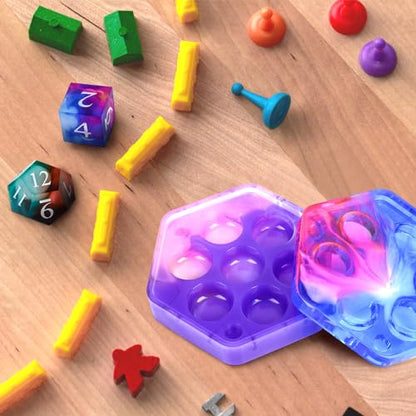 KISREL Dice Resin Molds, DND Dice Set and Organizer Box Epoxy Resin Mold with 7 Standard Stereoscopic Dice Cavities, Silicone Molds for Resin, DND Dice Set Making Kit, Table Board Game - size: Dice Resin Molds - 7pcs