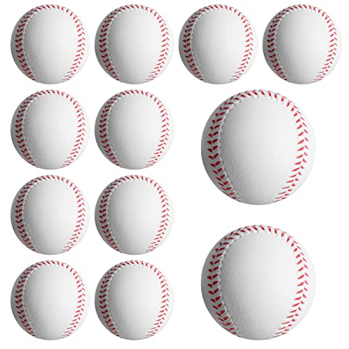 Soft Baseballs, Foam Training Baseball 12 Pack for Kids Regulation Size Foam Baseballs for Soft & Safe Throwing, Catching and Batting Practice - color: White Foam Baseball