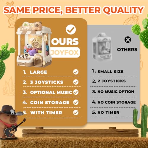 Capybara Claw Machine for Kids, Arcade Prize Grabber with Plush Toys and Capsules, 3-Joystick Coin-Style Controls, Lights and Music, Gift for Ages 3 and Up - style: Capybara