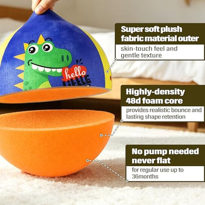 Silent Indoor Foam Soccer Ball Size 3 for Toddler 1-3 Kids 3-5, No Pump Needed, Never Flat, Wrapped with Durable Plush Fabric Small Soft Ball for Baby Little Kids First Gifts
