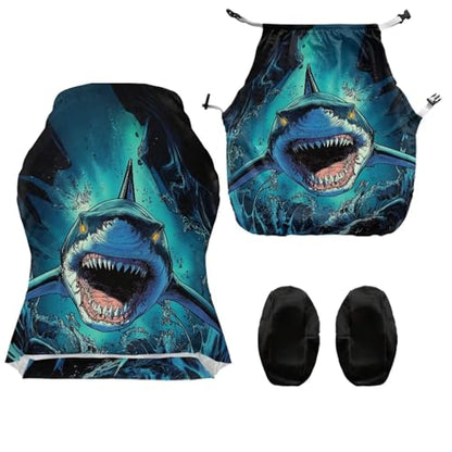 Fierce Shark Universal Gaming Chair Cover with Armrest Covers Cat Proof Stretchable Office Computer Chair Cover Slipcovers Breathable Non Slip Reclining Armchair Slipcover for Gamer Room - color: Fierce Shark