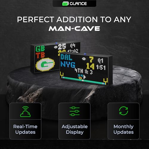 PANELFI Glance LED Ticker: Real-Time Sports, Stock & Crypto Updates|No Subscription Required|Smart Clock|Home, Office & Man Caves|Great Gift Sports Fans & Investors Black 13/inch x 7/inch SN2000 - size: 13" x 7"