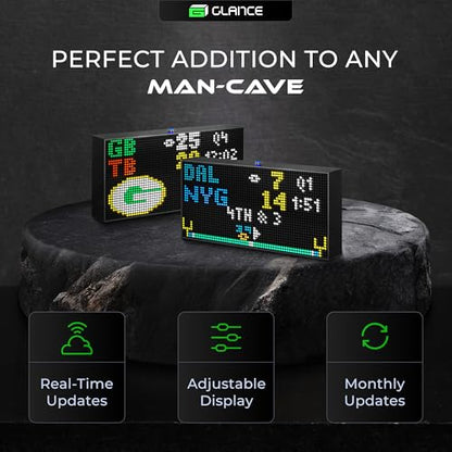 PANELFI Glance LED Ticker: Real-Time Sports, Stock & Crypto Updates|No Subscription Required|Smart Clock|Home, Office & Man Caves|Great Gift Sports Fans & Investors Black 13/inch x 7/inch SN2000 - size: 13" x 7"