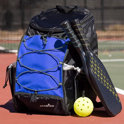 Athletico 35L Pickleball Backpack - Pickleball Bags for Men or Women Includes Pickleball Ball Holder - color: Blue