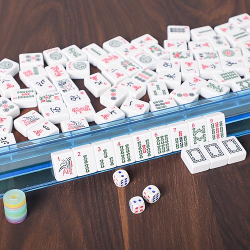 ZGME American Mahjong Set,166 White Tiles with Black Rectangular Bag and Accessories,4 All-in-One Mahjong Racks with Pushers,Complete Western Mahjong Set - color: Black