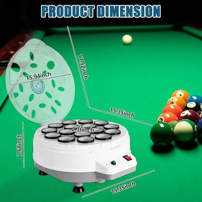 Pool Ball Cleaner,110V Automatic Billiard Ball Cleaner,Pool Ball Cleaner Machine,Electronic Pool Balls Polishing for 16 Billiard and Snooker Balls