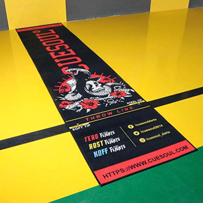 CUESOUL Heavy Duty Darts Mat Includes Both Official Soft & Steel Tip Throwline