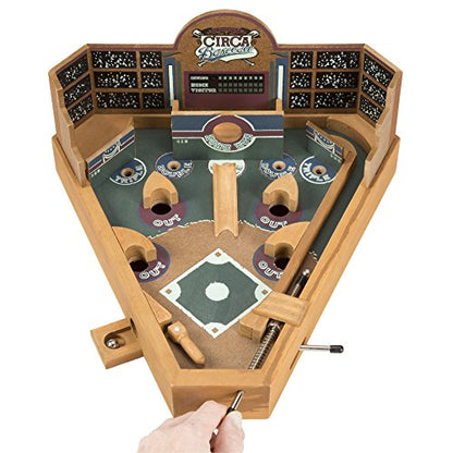 Baseball Pinball Tabletop Games - Classic Miniature Wooden Retro Sports Arcade Toy for Adult Collectors and Children - Baseball Games by Hey Play - style: Baseball