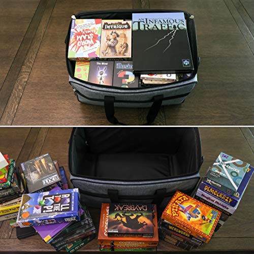 Allplay Game Haul Board Game Bag | Padded Travel Bag for Board Games & Tabletop Storage | Heavy-Duty Carry Case with Shoulder Strap, Large Capacity, Water-Resistant Design (Oxford Gray)