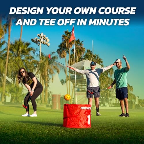 bucketgolf Game 9 Hole Bundle with Clubs - Outdoor Golf Game for All Ages Adults, Kids, Family. Play Golf Anywhere Yards, Beach, Park, Backyard Games. (4 Clubs (4 RH)) - size: 4 Clubs (4 RH)