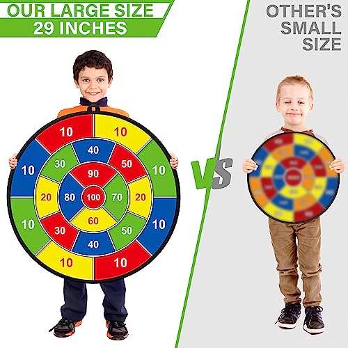 Large Dart Board for Kids, Kids Double-Sided Dart Board with Sticky Balls and Darts, Indoor/Outdoor Sport Fun Party Play Game Toys, Gifts for 3 4 5 6 7 8 9 10 11 12 Year Old Boys Girls - style: M023