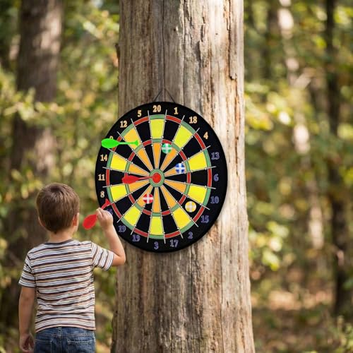 29" Large Dart Board Game Set for Kids, Kids Double-Sided Dart Board Toys with Sticky Balls and Darts, Party Favor Supplies, Indoor Outdoor Sport Fun Party Game Toys for Kids Boys Girls Ages 3-12