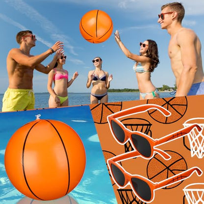 48 Pcs Basketball Party Favors Beach Balls Inflatable Basketballs 10 Inch with Glasses Sport Team Gifts for March Decor Water Pool Party Supplies Summer Birthday Goodie Bag - style: Basketball