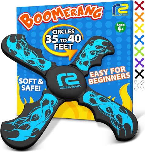 Outdoor Toys For Kids Boomerang - Fun 6 Year Old Boy Gifts & Soft Flying Kid Toys for Indoor & Outdoor Play - Birthday Presents for Kids 8-12 & 8 Year Old Gift Ideas, Cool Gifts for Kids 3 4 5 6 7 + - color: Jet Black