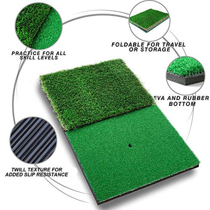 RELILAC Pop Up Golf Chipping Practice Net Set - Indoor/Outdoor Golfing Target Accessories for Golf Practice - Improve Your Short Game - Gifts for Men, Dad, Mom, Husband, Women, Kid, Golfers - style: Net + Mat + 12Balls