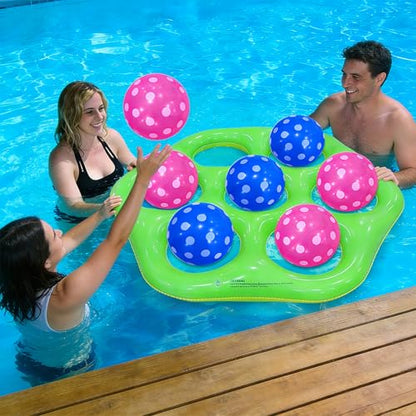 Pool Toys Games Set Inflatable Tic-Tac-Toe Pool Toy Floating Ball Toss Game for Summer Beach Party Backyard Pool Water Fun Games Beach Swimming Party - color: Blue and Green